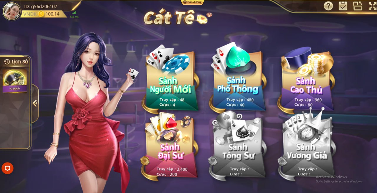 Giao diện sảnh game cát tê tại SunC555 